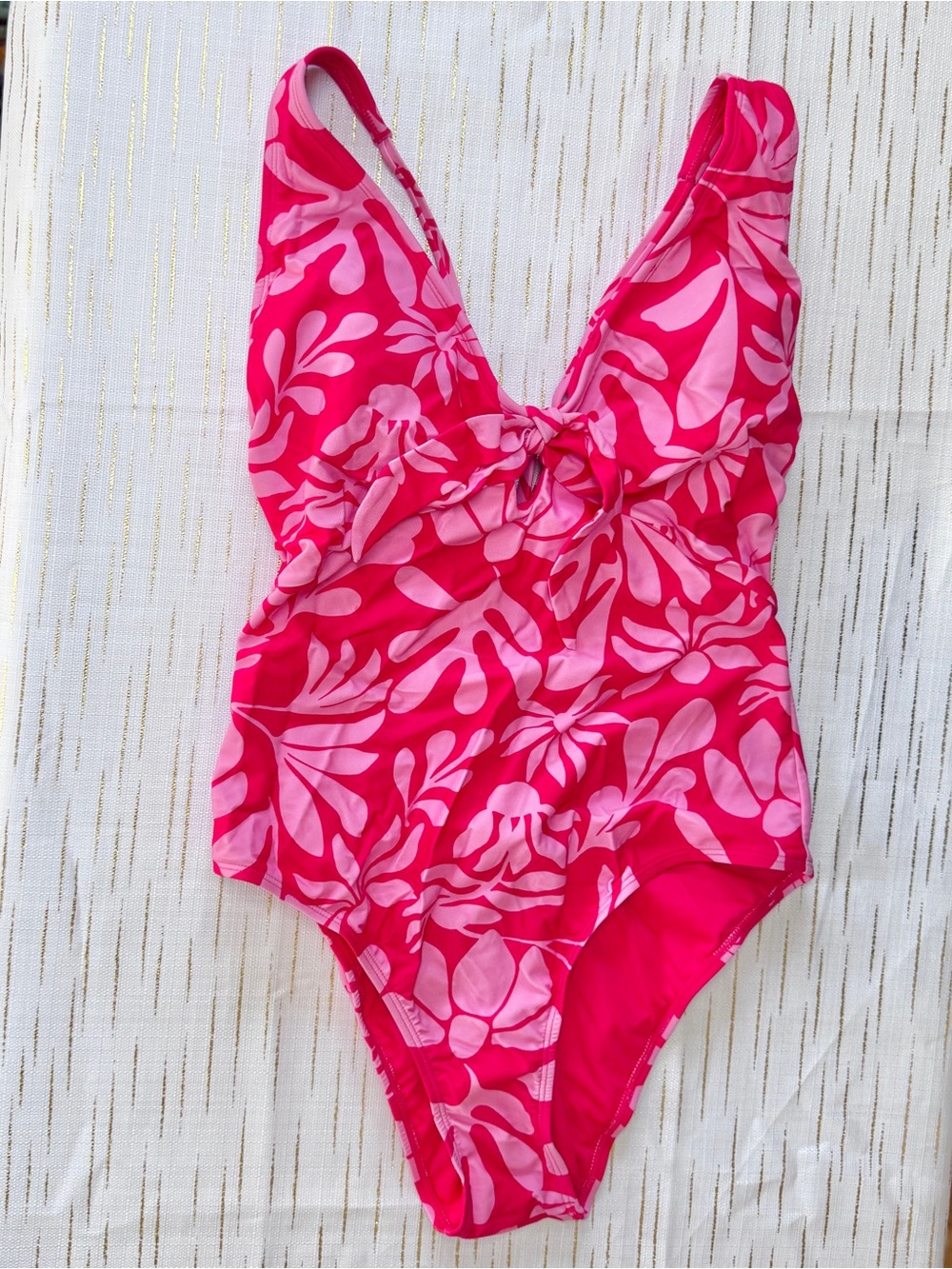 NWT L One-Piece Swimsuit Hot Pink Floral